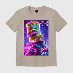 Футболка хлопковая мужская Cyber Bart - neon glow, цвет: миндальный