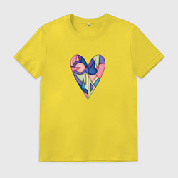 Футболка хлопковая мужская Сердце - мозаика, цвет: желтый