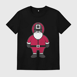 Футболка хлопковая мужская Squid game Santa, цвет: черный