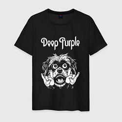 Футболка хлопковая мужская Deep Purple rock dog, цвет: черный