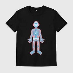 Футболка хлопковая мужская Скелетик, цвет: черный
