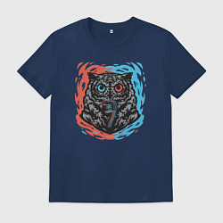 Футболка хлопковая мужская Ночной охотник-сова, цвет: тёмно-синий