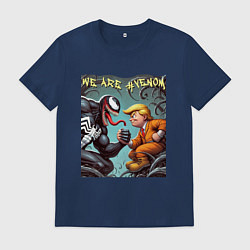 Футболка хлопковая мужская Donald Trump and Venom - ai art fantasy, цвет: тёмно-синий