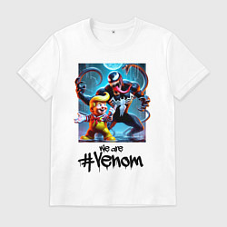 Футболка хлопковая мужская Donald Trump and Venom - meme, цвет: белый