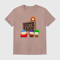 Футболка хлопковая мужская Персонажи Южный парк, цвет: пыльно-розовый