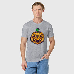 Футболка хлопковая мужская Halloween pumpkin, цвет: меланж — фото 2