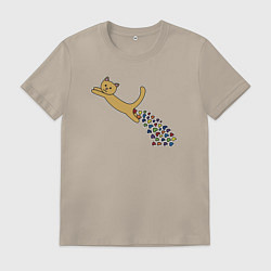 Футболка хлопковая мужская Кошачьи сердечки, цвет: миндальный