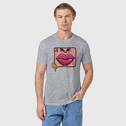 Футболка хлопковая мужская Smile and lips, цвет: меланж — фото 2