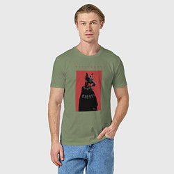 Футболка хлопковая мужская Порода Доберман - половинка пары, цвет: авокадо — фото 2