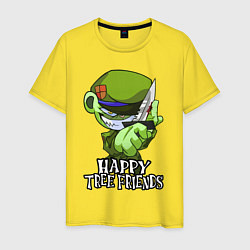 Футболка хлопковая мужская Happy three friends - Flippy, цвет: желтый