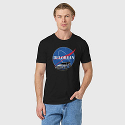 Футболка хлопковая мужская Space delorean, цвет: черный — фото 2