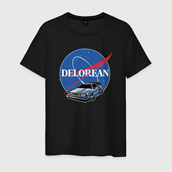 Футболка хлопковая мужская Space delorean, цвет: черный