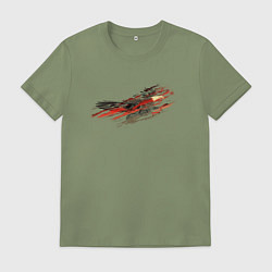 Футболка хлопковая мужская Орел в облаках - светлый, цвет: авокадо