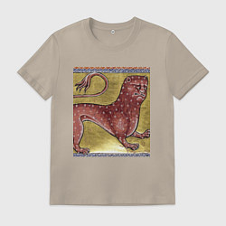 Футболка хлопковая мужская Страдающее средневековье зверек мем, цвет: миндальный