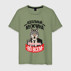 Футболка хлопковая мужская Идеальный мужчина идеален во всем, цвет: авокадо