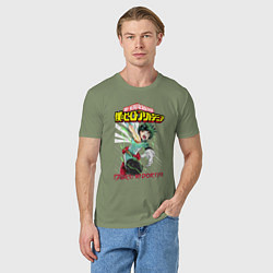 Футболка хлопковая мужская Моя геройская академия Деку, цвет: авокадо — фото 2