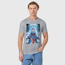 Футболка хлопковая мужская Зайка в гармонии с природой, цвет: меланж — фото 2