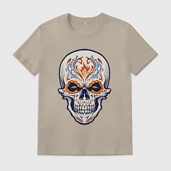 Футболка хлопковая мужская Черепок, цвет: миндальный