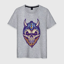 Футболка хлопковая мужская Skull viking, цвет: меланж