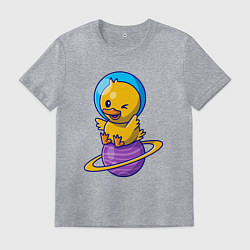 Футболка хлопковая мужская Утёнок на сатурне, цвет: меланж