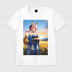 Футболка хлопковая мужская Tamamo no Mae Fate Grand Order, цвет: белый