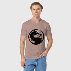 Футболка хлопковая мужская Смертельная битва - логотип, цвет: пыльно-розовый — фото 2