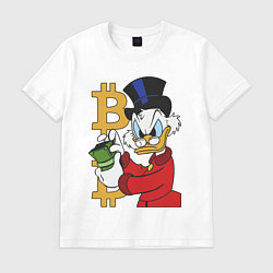 Футболка хлопковая мужская Duck tales - Scrooge bitcoin, цвет: белый