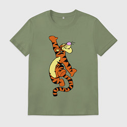 Футболка хлопковая мужская Винни пух - тигра, цвет: авокадо
