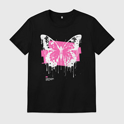 Футболка хлопковая мужская Emo butterfly with splashes of paint, цвет: черный