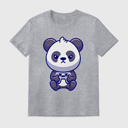 Футболка хлопковая мужская Геймер панда, цвет: меланж