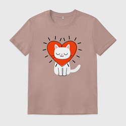 Футболка хлопковая мужская Кошкино сердечко, цвет: пыльно-розовый