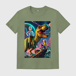Мужская футболка Приключения Рика и Морти на планете динозавров