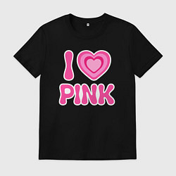 Футболка хлопковая мужская Люблю розовый, цвет: черный