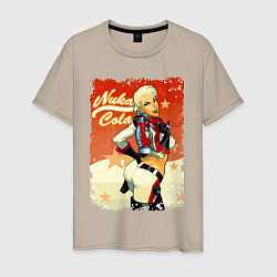 Футболка хлопковая мужская Fallout - nuka cola playbill, цвет: миндальный