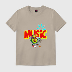 Футболка хлопковая мужская Музыкальный авокадо, цвет: миндальный