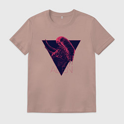 Футболка хлопковая мужская Чужой в треугольнике, цвет: пыльно-розовый