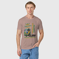 Футболка хлопковая мужская Mercedes-Benz мой грузовик мои правила, цвет: пыльно-розовый — фото 2