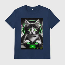 Мужская футболка Котёнок командный геймер - киберспорт