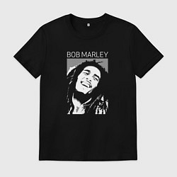 Футболка хлопковая мужская Bob Marley abstract portrait, цвет: черный