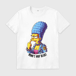 Футболка хлопковая мужская Marge Simpson - punks not dead motto, цвет: белый
