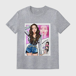 Футболка хлопковая мужская Blackpink - Jisoo, цвет: меланж