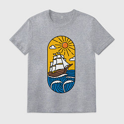 Футболка хлопковая мужская Sunny ship, цвет: меланж