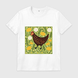 Футболка хлопковая мужская Курочка ряба, цвет: белый