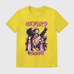 Футболка хлопковая мужская Клинок рассекающий демонов Nezuko Kamado, цвет: желтый