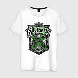 Футболка хлопковая мужская Slytherin emblem, цвет: белый