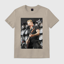 Футболка хлопковая мужская James Alan Hatfield - Metallica, цвет: миндальный