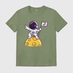 Футболка хлопковая мужская Вперёд в космос, цвет: авокадо