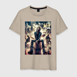 Футболка хлопковая мужская Rolling Stones - Mick Jagger, цвет: миндальный