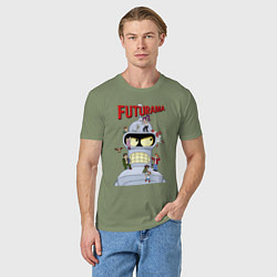 Футболка хлопковая мужская Futurama all, цвет: авокадо — фото 2