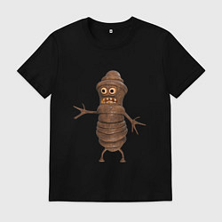 Футболка хлопковая мужская Сartoon worm character brown, цвет: черный